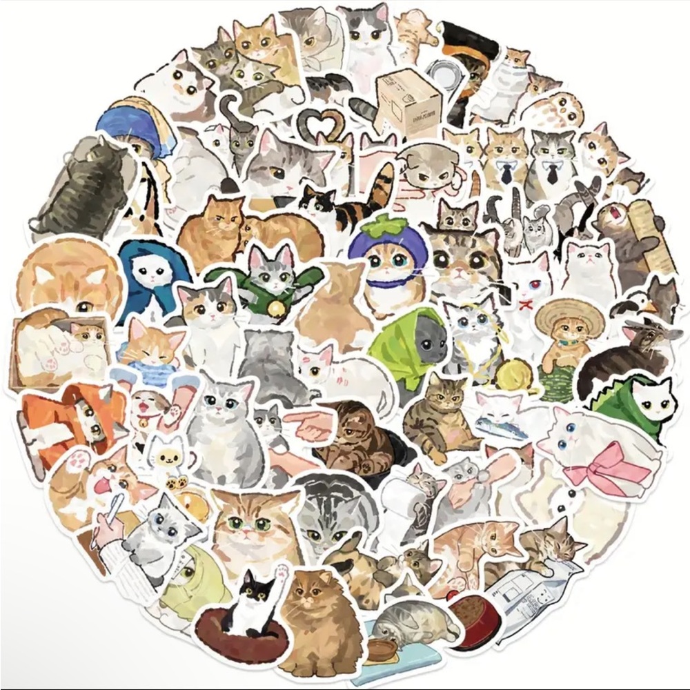 77 Kitty Cat Stickers Meow
